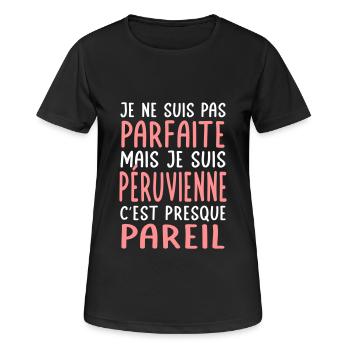 Je ne suis pas parfaite mais je suis Péruvienne - T-shirt respirant Femme - noir - Devant - AI Model Female 172 light (172cm)