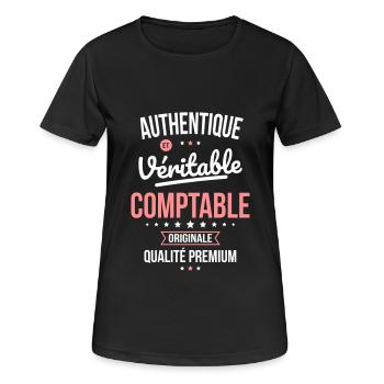 Authentique et véritable comptable - Originale - T-shirt respirant Femme - noir - Devant - AI Model Female 172 light (172cm)
