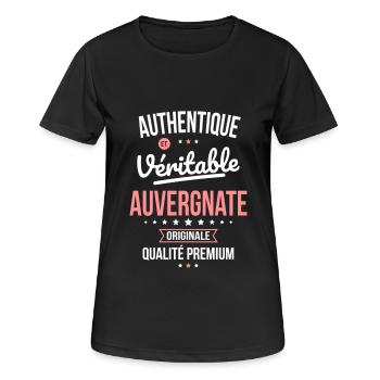 Authentique et véritable Auvergnate - Originale - T-shirt respirant Femme - noir - Devant - AI Model Female 172 light (172cm)
