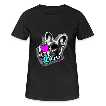 Bully - bouledogue français - Amour - T-shirt respirant Femme - noir - Devant - AI Model Female 172 light (172cm)