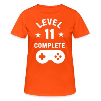 Niveau 11 terminé - T-shirt respirant Femme - orange néon - Devant - AI Model Female 172 dark (172cm)