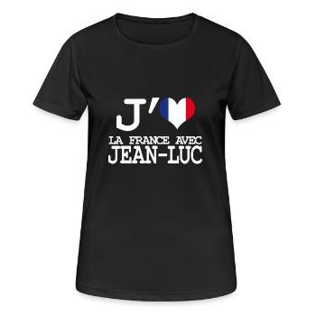 Ich liebe Frankreich mit Jean Luc - Frauen T-Shirt atmungsaktiv - Schwarz - Vorne - AI Model Female 172 light (172cm)