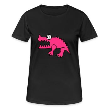 Krokodil (individuelle Farbänderung) - Frauen T-Shirt atmungsaktiv - Schwarz - Vorne - AI Model Female 172 light (172cm)