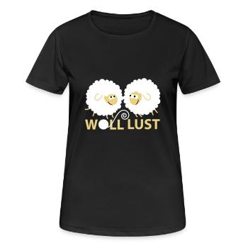 Woll Lust - Frauen T-Shirt atmungsaktiv - Schwarz - Vorne - AI Model Female 172 light (172cm)
