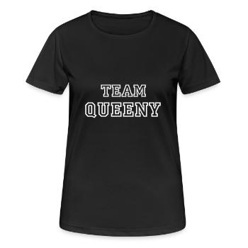 TEAM QUEENY Hundename Hündin TeamTrikot - Frauen T-Shirt atmungsaktiv - Schwarz - Vorne - AI Model Female 172 light (172cm)