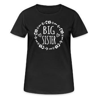 Große Schwester Geschenkidee Schwestern Herz süß - Frauen T-Shirt atmungsaktiv - Schwarz - Vorne - AI Model Female 172 light (172cm)