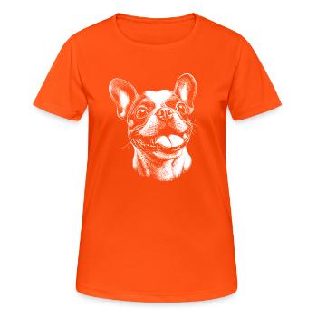 French Bulldog - Dog - Women's Breathable T-Shirt - neon orange - Front - AI Model Female 172 dark (172cm)