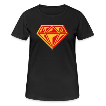 Diamond (Gemstone / Brilliant / Symbol / Red / 2C) - Women's Breathable T-Shirt - black - Front - AI Model Female 172 light (172cm)