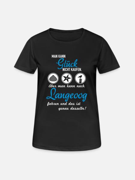 Glück Langeoog - Frauen T-Shirt atmungsaktiv - Schwarz