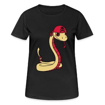 schlange pirat seeraeuber kapitaen matrose seebaer - Frauen T-Shirt atmungsaktiv - Schwarz - Vorne - AI Model Female 172 light (172cm)