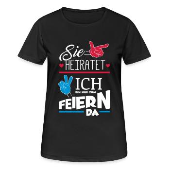 SIE HEIRATET JGA - Frauen T-Shirt atmungsaktiv - Schwarz - Vorne - AI Model Female 172 light (172cm)