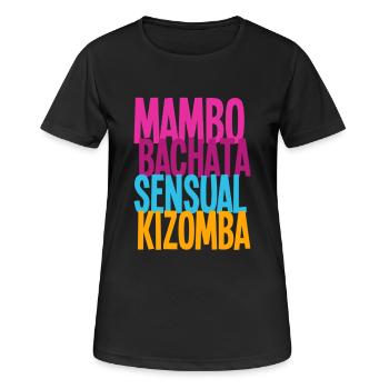 Mambo Bachata Kizomba Sensuelle - Chemises de nuit - T-shirt respirant Femme - noir - Devant - AI Model Female 172 light (172cm)