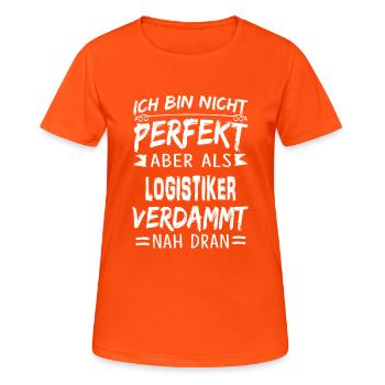 LOGISTIKER - Frauen T-Shirt atmungsaktiv - Neonorange - Vorne - AI Model Female 172 dark (172cm)