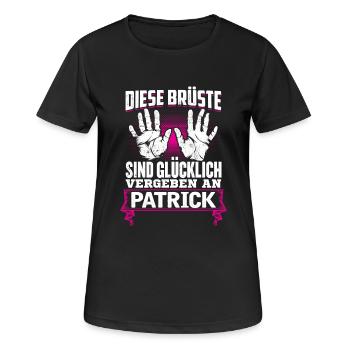PATRICK - Brüste - Frauen T-Shirt atmungsaktiv - Schwarz - Vorne - AI Model Female 172 light (172cm)