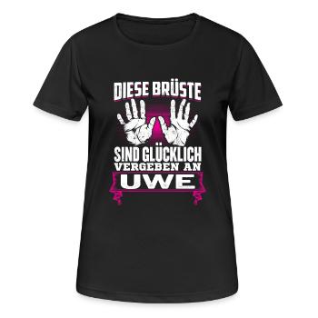 UWE - Brüste - Frauen T-Shirt atmungsaktiv - Schwarz - Vorne - AI Model Female 172 light (172cm)