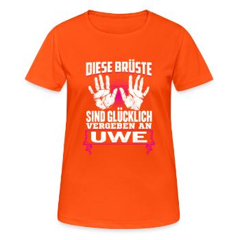 UWE - Brüste - Frauen T-Shirt atmungsaktiv - Neonorange - Vorne - AI Model Female 172 dark (172cm)