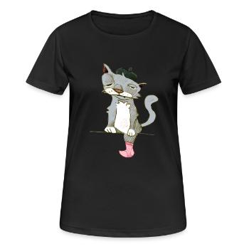 monsieur chat - Frauen T-Shirt atmungsaktiv - Schwarz - Vorne - AI Model Female 172 light (172cm)