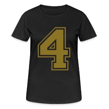 nummer - 4 - Frauen T-Shirt atmungsaktiv - Schwarz - Vorne - AI Model Female 172 light (172cm)