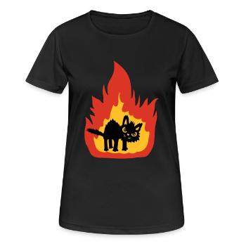 Brennende heiße Katze - Frauen T-Shirt atmungsaktiv - Schwarz - Vorne - AI Model Female 172 light (172cm)