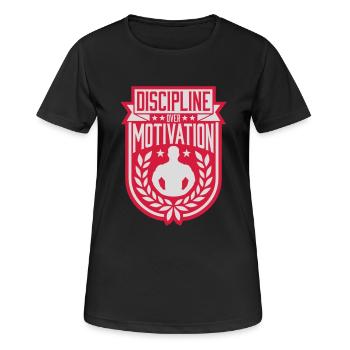 Citation de discipline sur la motivation - T-shirt respirant Femme - noir - Devant - AI Model Female 172 light (172cm)