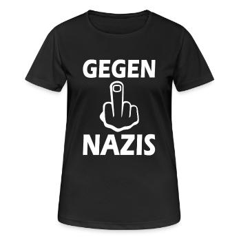 Gegen nazis - Frauen T-Shirt atmungsaktiv - Schwarz - Vorne - AI Model Female 172 light (172cm)