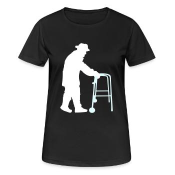 Rentner Opa Großvater Alt Opi Gehhilfe Hut Mantel - Frauen T-Shirt atmungsaktiv - Schwarz - Vorne - AI Model Female 172 light (172cm)