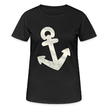 Anker distressed - Frauen T-Shirt atmungsaktiv - Schwarz - Vorne - AI Model Female 172 light (172cm)