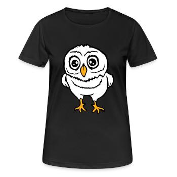 Eule Vogel Uhu Nachtvogel Schleiereule Kauz Comic - Frauen T-Shirt atmungsaktiv - Schwarz - Vorne - AI Model Female 172 light (172cm)