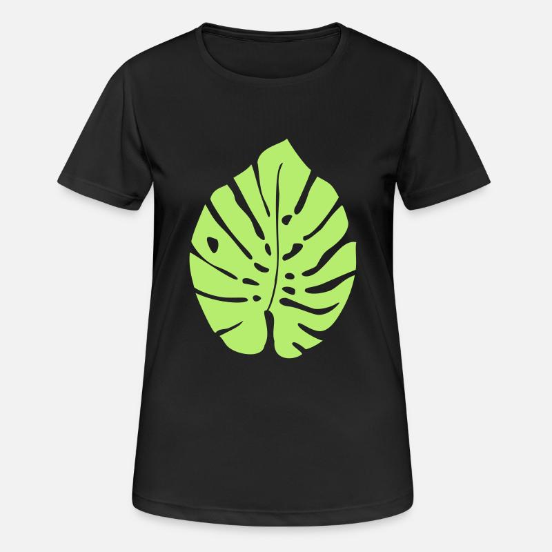 Liść Monstery / Monstera Leaf 1c - Koszulka damska oddychająca - czarny