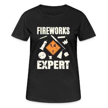 Fireworks Expert - Frauen T-Shirt atmungsaktiv - Schwarz - Vorne - AI Model Female 172 light (172cm)