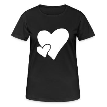 Herz Emoji Skizze - Frauen T-Shirt atmungsaktiv - Schwarz - Vorne - AI Model Female 172 light (172cm)