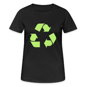 Recycle - Frauen T-Shirt atmungsaktiv - Schwarz - Vorne - AI Model Female 172 light (172cm)