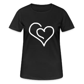 Herz Emoji Skizze - Frauen T-Shirt atmungsaktiv - Schwarz - Vorne - AI Model Female 172 light (172cm)