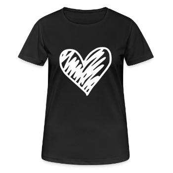 Herz Emoji Skizze - Frauen T-Shirt atmungsaktiv - Schwarz - Vorne - AI Model Female 172 light (172cm)