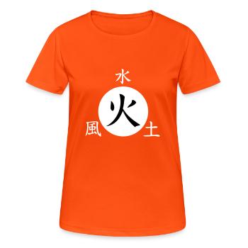 Japanese characters fire earth water wind - Women's Breathable T-Shirt - neon orange - Front - AI Model Female 172 dark (172cm)