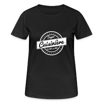 Super cuisinière - blanc - T-shirt respirant Femme - noir - Devant - AI Model Female 172 light (172cm)
