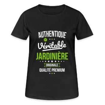 Authentique et véritable jardinière - Originale - T-shirt respirant Femme - noir - Devant - AI Model Female 172 light (172cm)