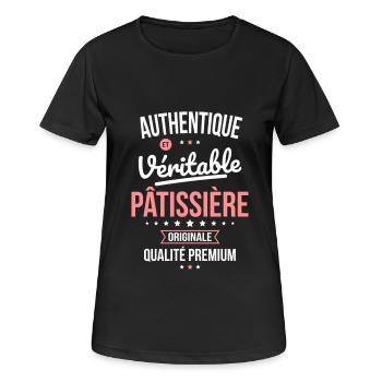 Authentique et véritable pâtissière - Originale - T-shirt respirant Femme - noir - Devant - AI Model Female 172 light (172cm)