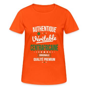 Authentique et véritable Centrafricaine Originale - T-shirt respirant Femme - orange néon - Devant - AI Model Female 172 dark (172cm)