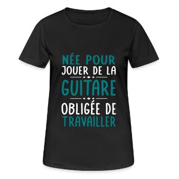 Née pour jouer de la guitare Obligée de travailler - T-shirt respirant Femme - noir - Devant - AI Model Female 172 light (172cm)