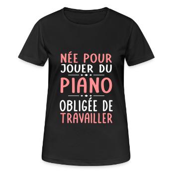 Née pour jouer du piano - Obligée de travailler - T-shirt respirant Femme - noir - Devant - AI Model Female 172 light (172cm)