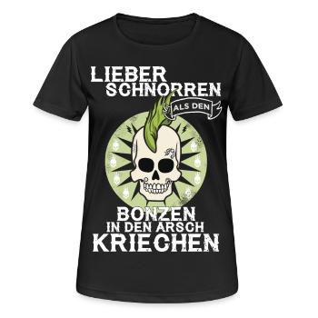 PUNK - Arsch kriechen - Frauen T-Shirt atmungsaktiv - Schwarz - Vorne - AI Model Female 172 light (172cm)