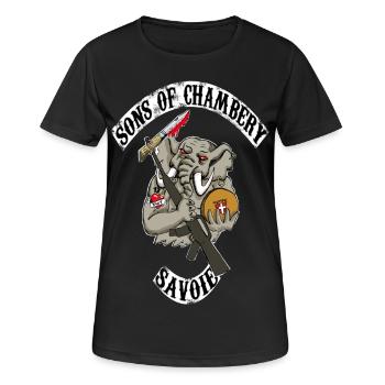 sons of chambery - T-shirt respirant Femme - noir - Devant - AI Model Female 172 light (172cm)