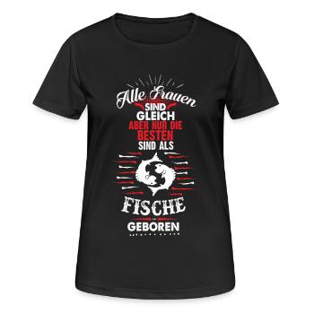 Fische Sternzeichen - Frauen T-Shirt atmungsaktiv - Schwarz - Vorne - AI Model Female 172 light (172cm)
