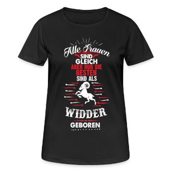 Widder Sternzeichen - Frauen T-Shirt atmungsaktiv - Schwarz - Vorne - AI Model Female 172 light (172cm)