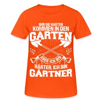 Gärtner - Härter - Frauen T-Shirt atmungsaktiv - Neonorange - Vorne - AI Model Female 172 dark (172cm)