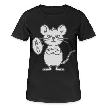 Lustige mürrische Maus Nö Noe Nee Nein - Frauen T-Shirt atmungsaktiv - Schwarz - Vorne - AI Model Female 172 light (172cm)