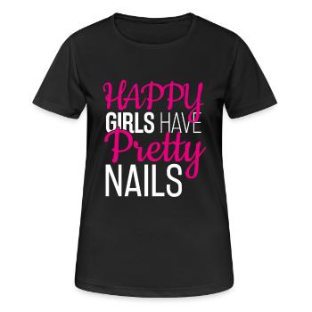 Happy Girls Have Pretty Nails, Maniküre - Frauen T-Shirt atmungsaktiv - Schwarz - Vorne - AI Model Female 172 light (172cm)