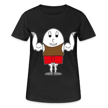 Ei Muskelmann - Frauen T-Shirt atmungsaktiv - Schwarz - Vorne - AI Model Female 172 light (172cm)