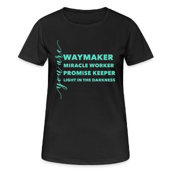 Waymaker Miracle Worker Promise Keeper Light Jesus - T-shirt respirant Femme - noir - Devant - AI Model Female 172 light (172cm)